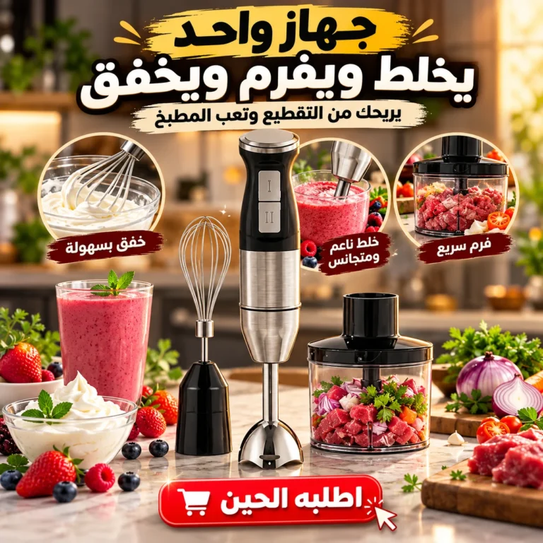 خلاط يدوي وهاند بلندر 3 في 1 للتقطيع والفرم والخفق